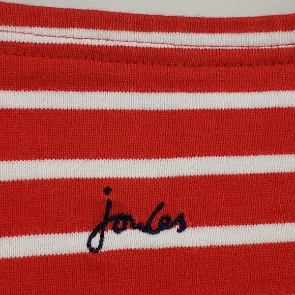 Joules Jingle Belle Spellout Top Size 10 Red White Stripe Gold Glitter Christmas - Picture 6 of 8